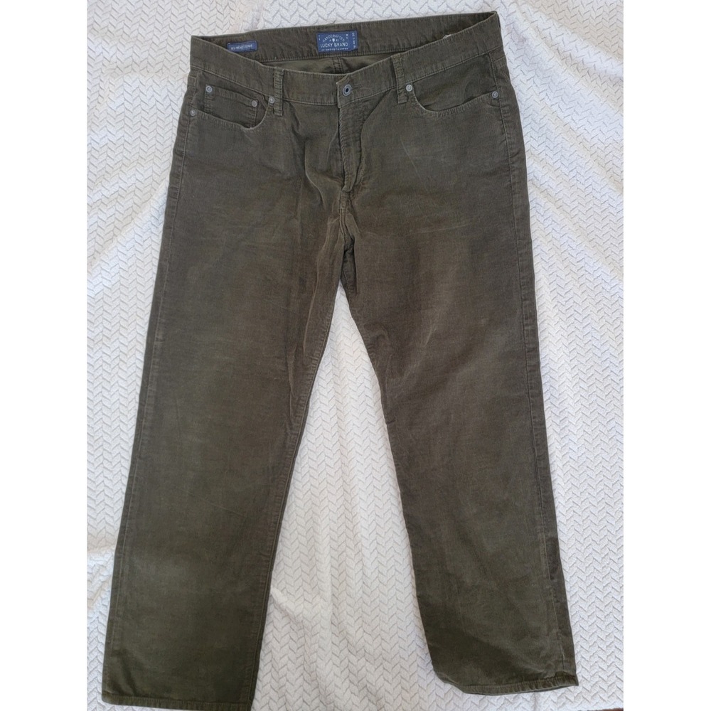 Lucky Brand Mens 363 Vintage Straight Corduroy Pants 40x30- Dark Olive Green